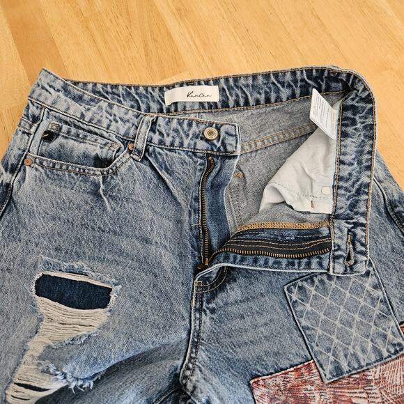 Kancan 90's Boyfriend Patch Denim Jeans Boho Sz 9/28 EUC - Picture 6 of 12